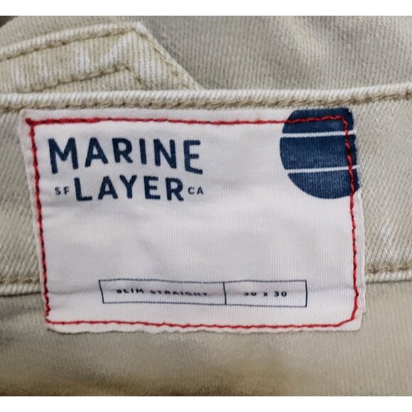 Men's Marine Layer 5-Pocket Twill Slim Straight Pants Size 30 X 30 Khaki Tan Bei - Picture 5 of 5